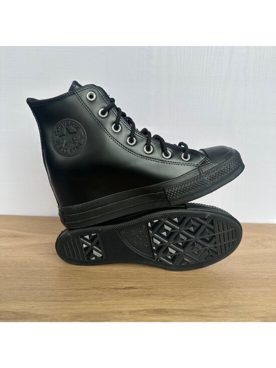 ✨Converse Chuck Taylor Wedge Platform Leather Sz 6.5 Women's Shoes Black A12827C - Picture 2 of 9